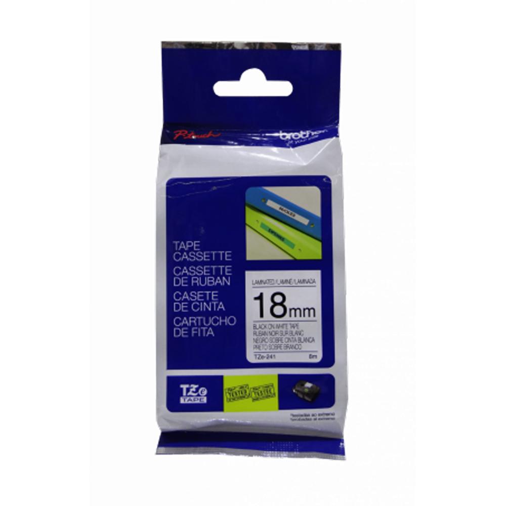 Cinta Brother TZE-241 Laminada Negro sobre blanco